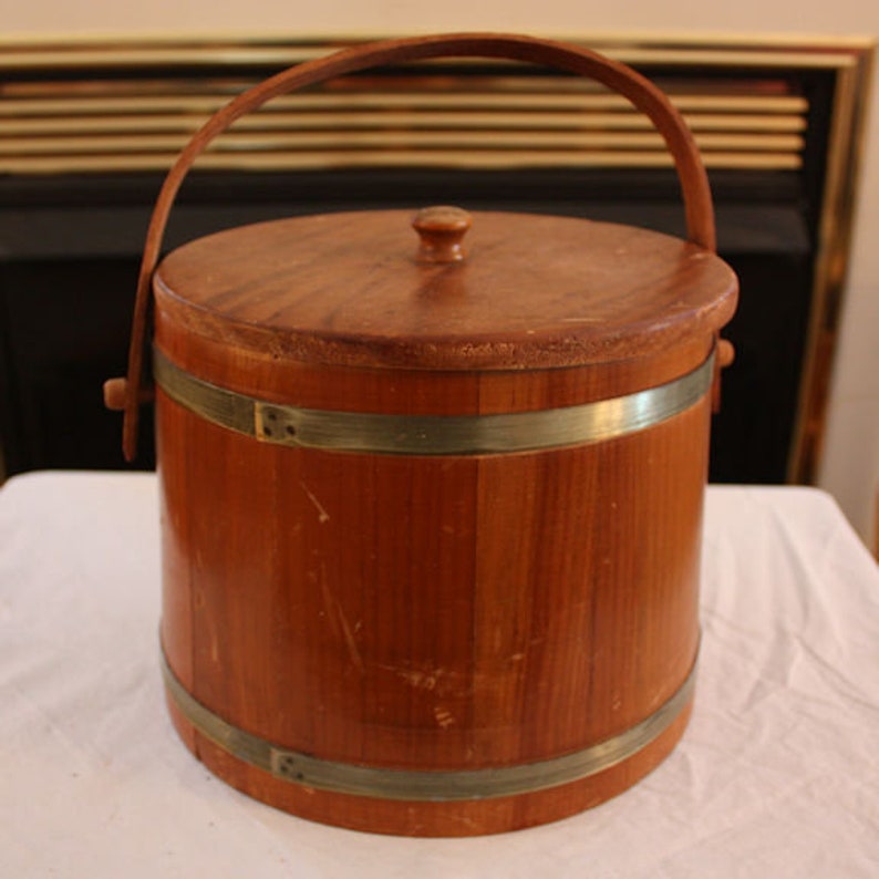 Vintage Wood and Metal Cookie Barrel image 3