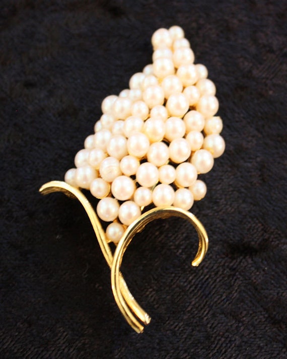 Vintage Napier Gold Plated Faux (Glass) Pearl Gra… - image 3