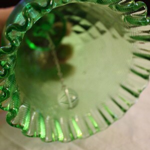 Vintage Fenton Threaded Diamond-Optic With Diamond Handle Bell, Springtime Green 8465 GT image 6