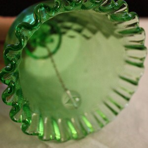 Vintage Fenton Threaded Diamond-Optic With Diamond Handle Bell, Springtime Green 8465 GT image 5