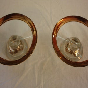 Vintage Jeannette Glass Camellia 22K Gold-Rimmed Candlestick Holders Pair image 5