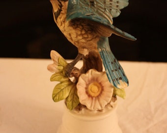 Vintage Porcelain Bisque Blue Jay