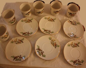 Vintage Inarco Miniature Winterling Roslau Bavaria Six-Piece Teacup and Saucer Set