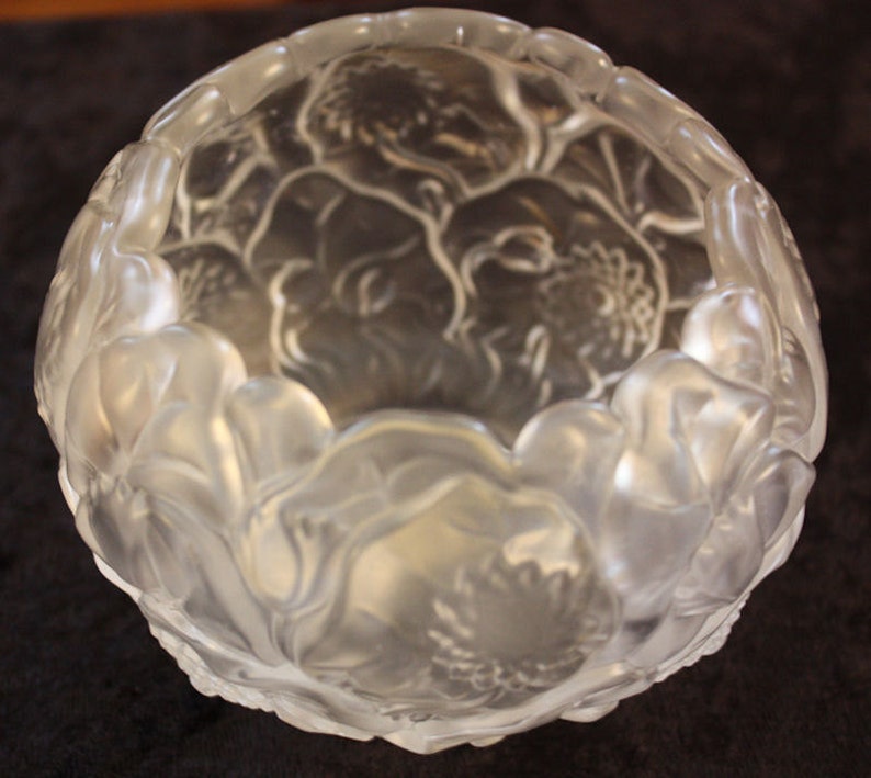 Vintage Fenton Crystal Velvet Water Lily Rose Bowl 8429 VE image 5