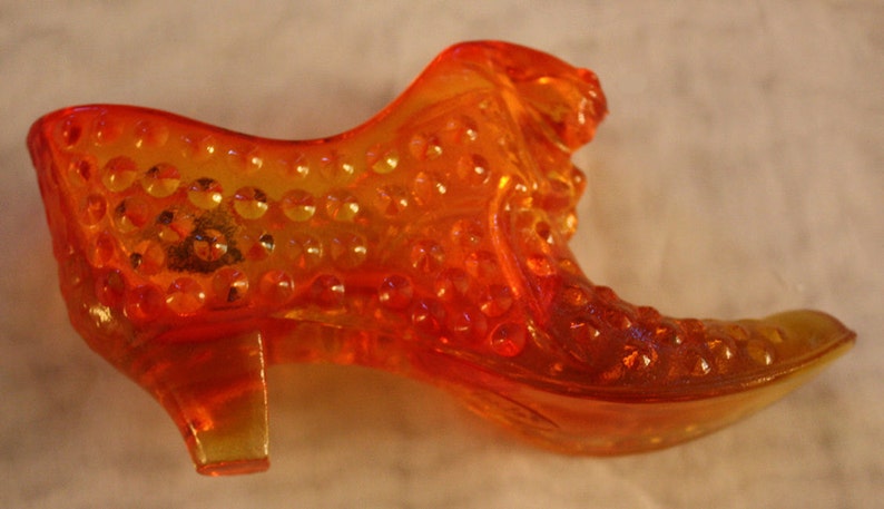 Vintage Fenton Glass Orange Colonial Hobnail Cat Slipper 3995 - Etsy