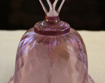 Vintage Fenton Threaded Diamond-Optic With Diamond Handle Wisteria Bell, 8465 WT