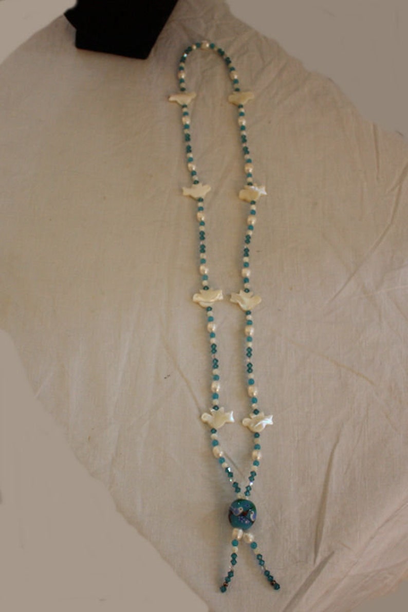 Vintage Handmade Lariat Bead Necklace image 6