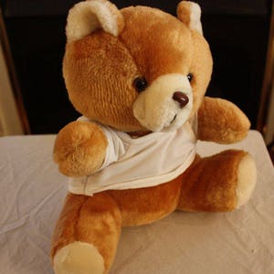 Vintage Teddy Bear Wearing White T-Shirt image 6