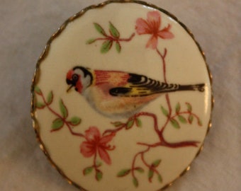 Vintage Bird and Flower Pin