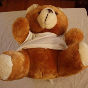 Vintage Teddy Bear Wearing White T-Shirt image 2