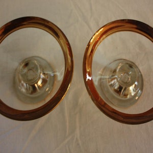 Vintage Jeannette Glass Camellia 22K Gold-Rimmed Candlestick Holders Pair image 10