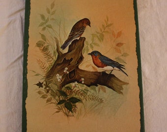 Vintage Bluebird Pair Plaque by Griffin Crafts