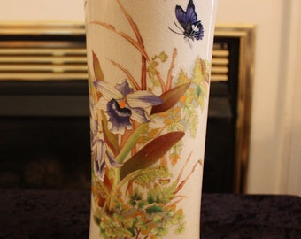 Vintage Toyo Tropical Orchid Hand Painted Vase, Designed by Magie