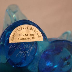 Vintage Titan Art Glass Happy Little Bluebirds image 7