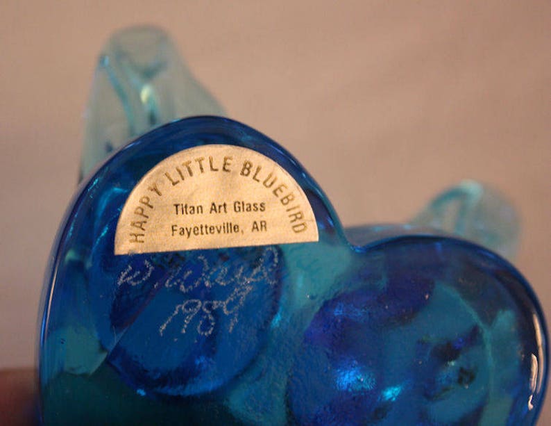 Vintage Titan Art Glass Happy Little Bluebirds image 7