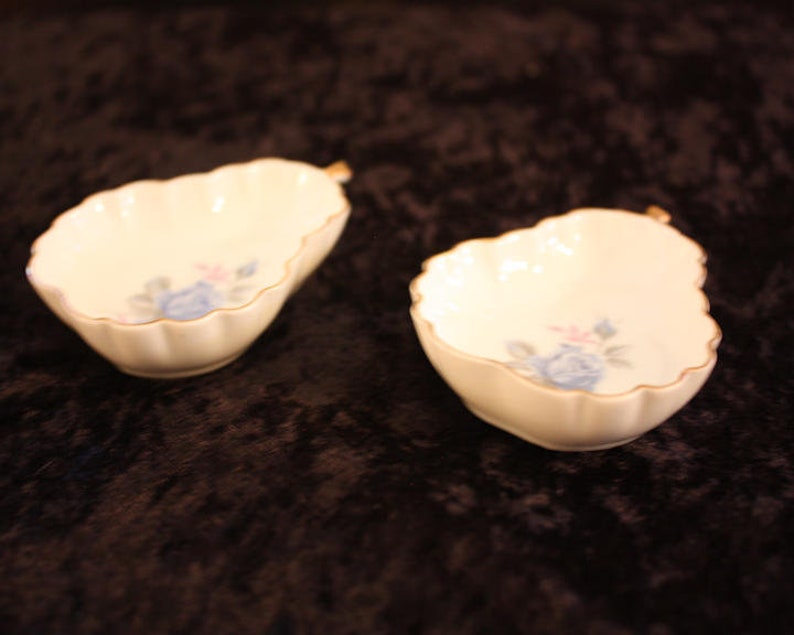 Vintage Porcelain Floral Trinket Dishes Pair, T-309 image 8