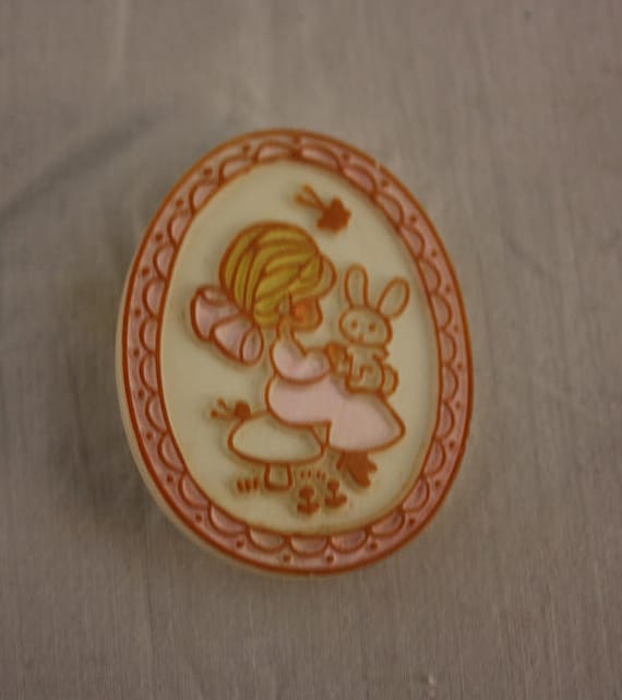 Vintage Girl With Bunny Pin