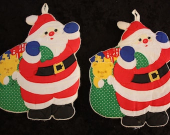 Vintage Pair of Santa Claus Potholders