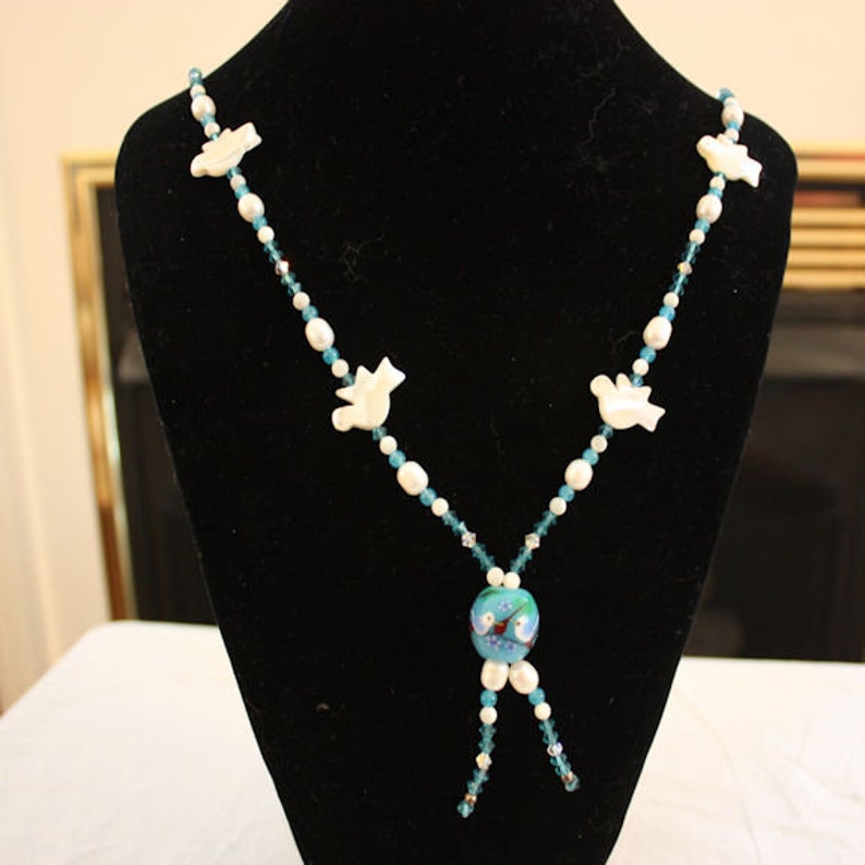 Vintage Handmade Lariat Bead Necklace image 1