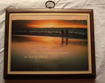 Vintage Hallmark Wooden Plaque Beach Scene