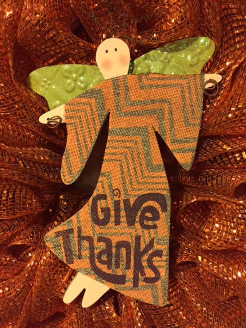 Fall Orange Give Thanks Deco Mesh Wreath