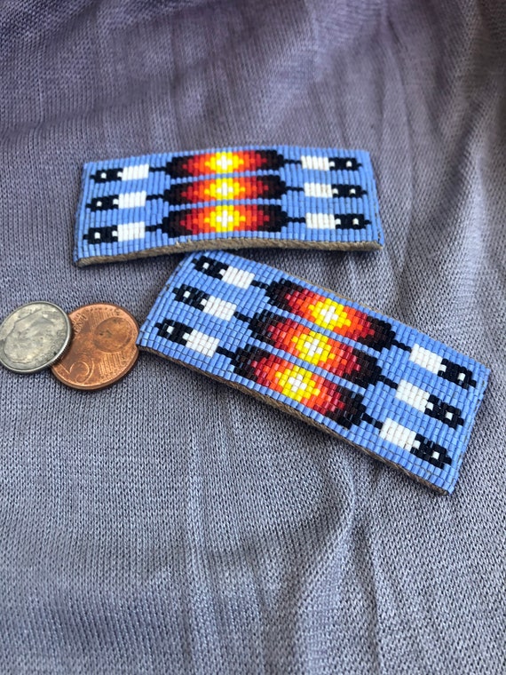 VINTAGE Navajo Native American beaded barrettes G… - image 9