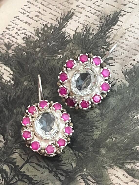 Ruby Surrounding clear transparent white stone Ea… - image 12