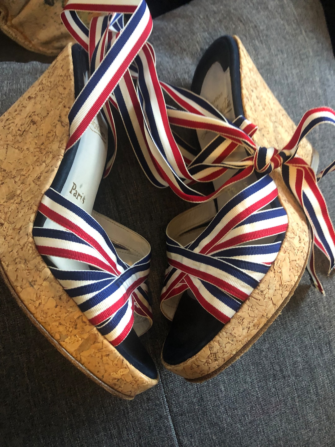 Excellent Cond Christian Louboutin Blue White Red French Colors Shoes ...