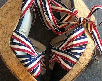 Christian Louboutin Espadrille Wedges : Französische Ribbon Cork Heels, Größe 38