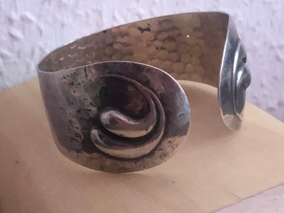 800 silver cuff bracelet brutalist style with quo… - image 3