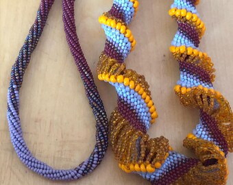 Collar de punto peyote con cuentas hechas a mano, cuentas de semillas vintage