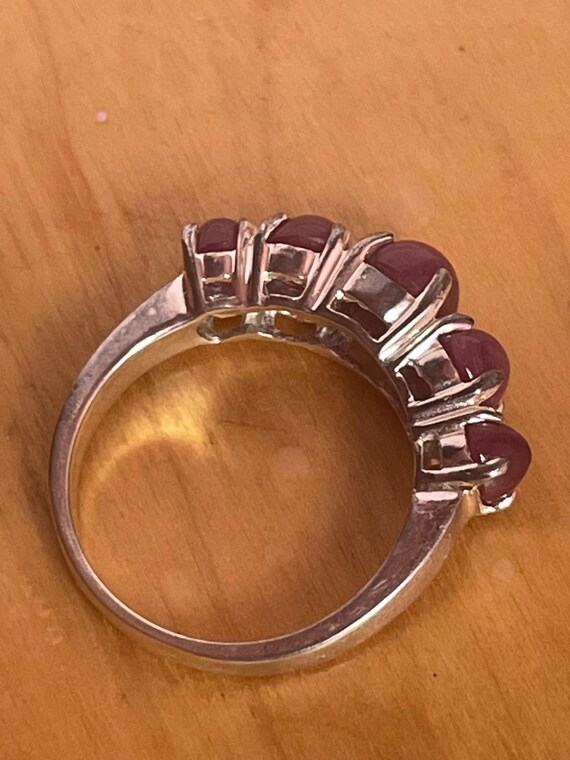 Star Ruby five (5) stone ring on 925 Sterling Sil… - image 7