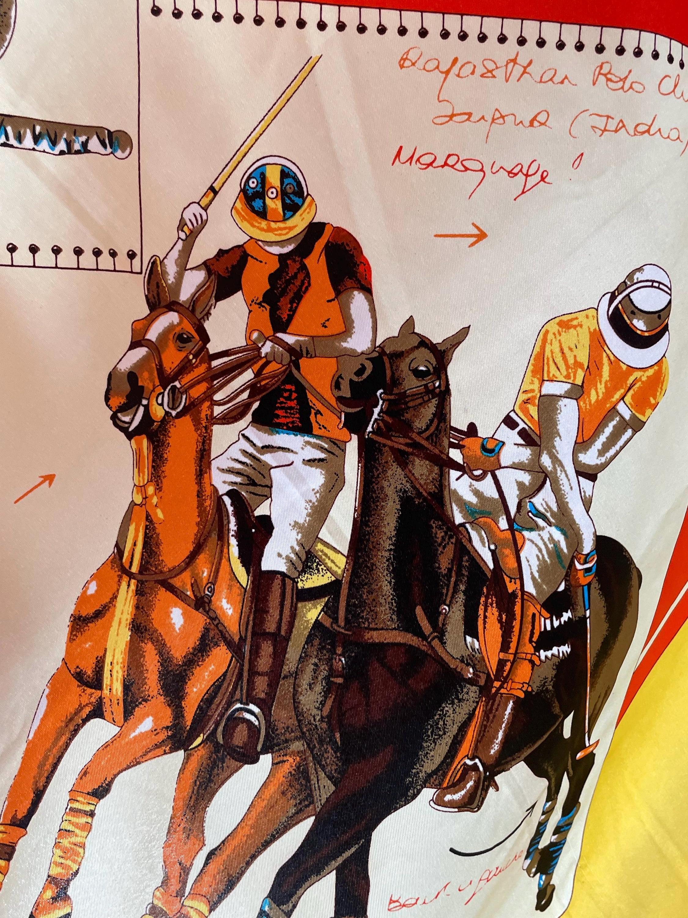 Vintage HERMES Silk Scarf: Le Monde Du Polo, Horse Theme 140cm - Etsy