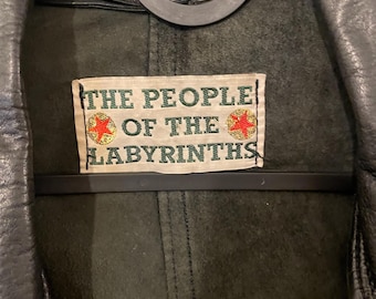 POTL The people of the labyrinths unisex leather jacket Multicolour buttons unique printing made in Holland