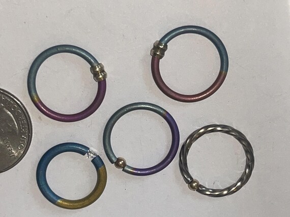 Five stackable rings lot titanium and beautiful d… - image 7