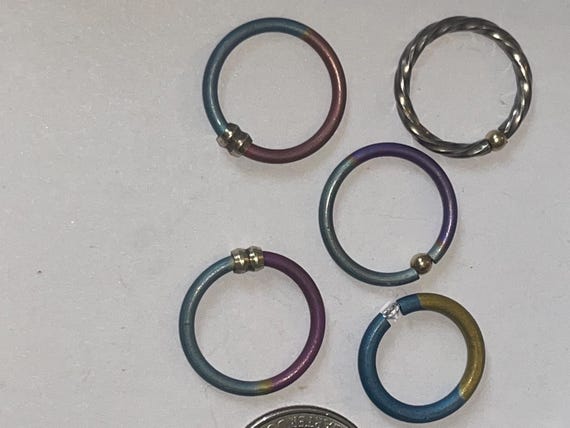 Five stackable rings lot titanium and beautiful d… - image 10