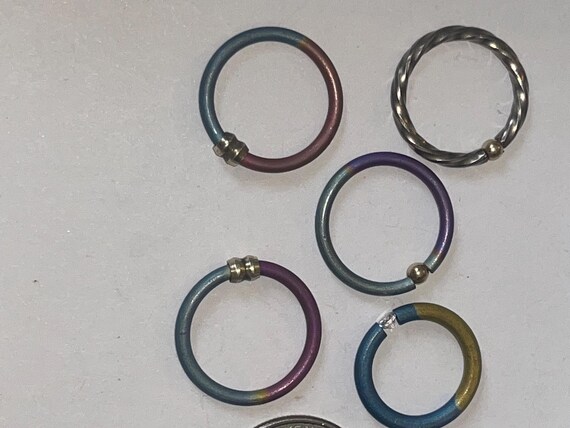 Five stackable rings lot titanium and beautiful d… - image 9