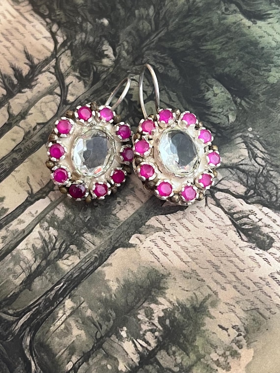 Ruby Surrounding clear transparent white stone Ea… - image 16