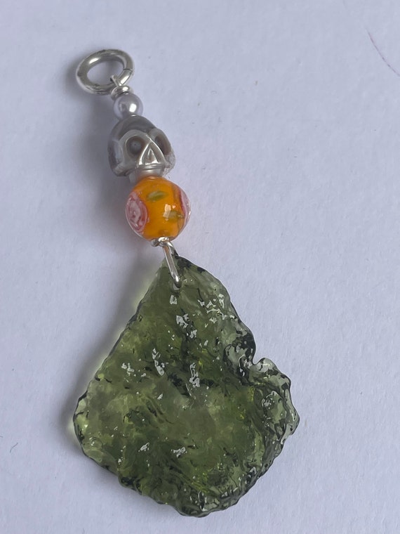 Large piece of green Moldavite, and sterling silv… - image 3