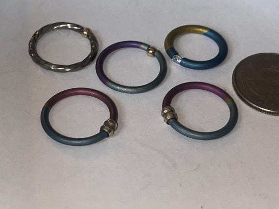 Five stackable rings lot titanium and beautiful d… - image 2
