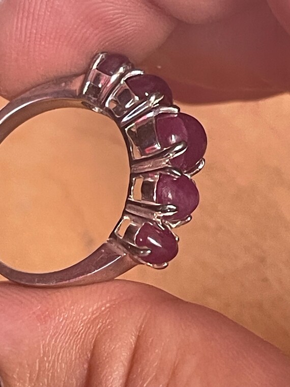 Star Ruby five (5) stone ring on 925 Sterling Sil… - image 9