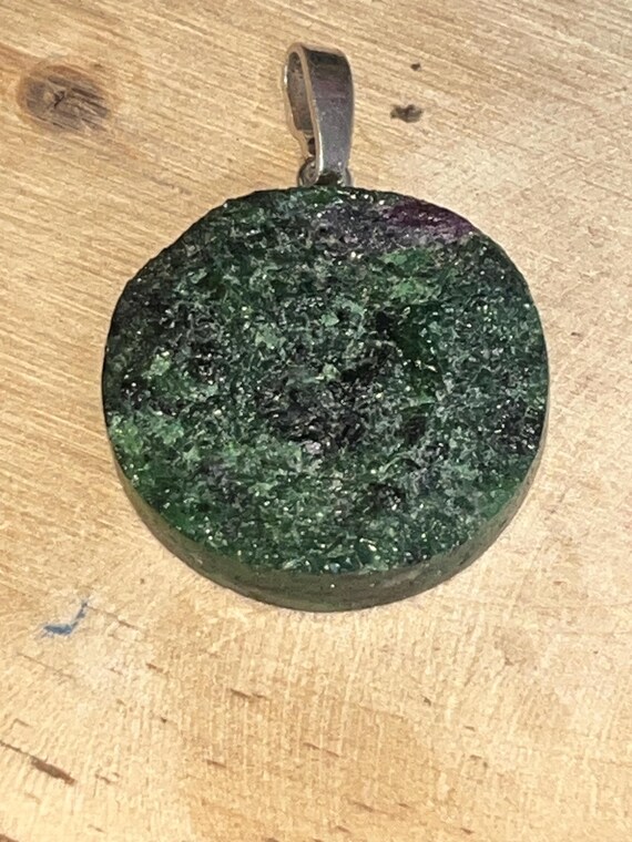 Sterling silver tab Ruby Zoisite pendant large ro… - image 14