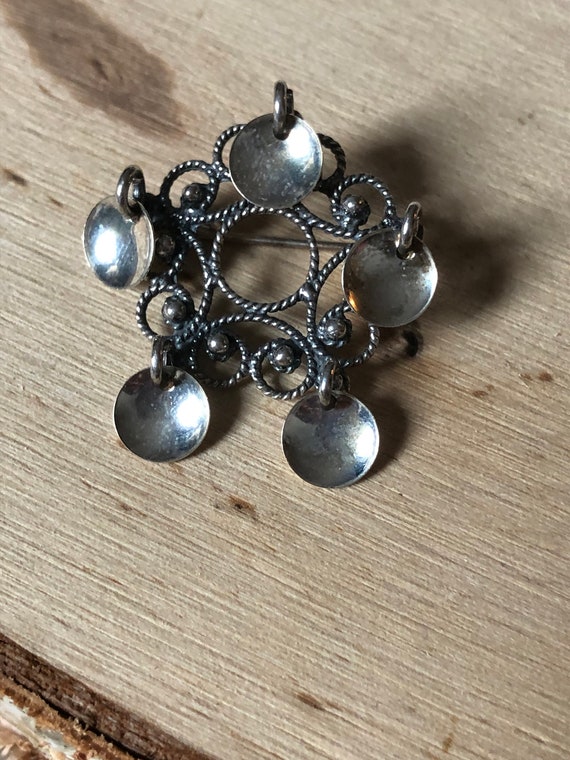Sterling silver Norwegian wedding brooch Vintage ethnic Norway