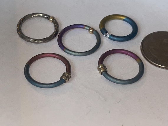 Five stackable rings lot titanium and beautiful d… - image 1
