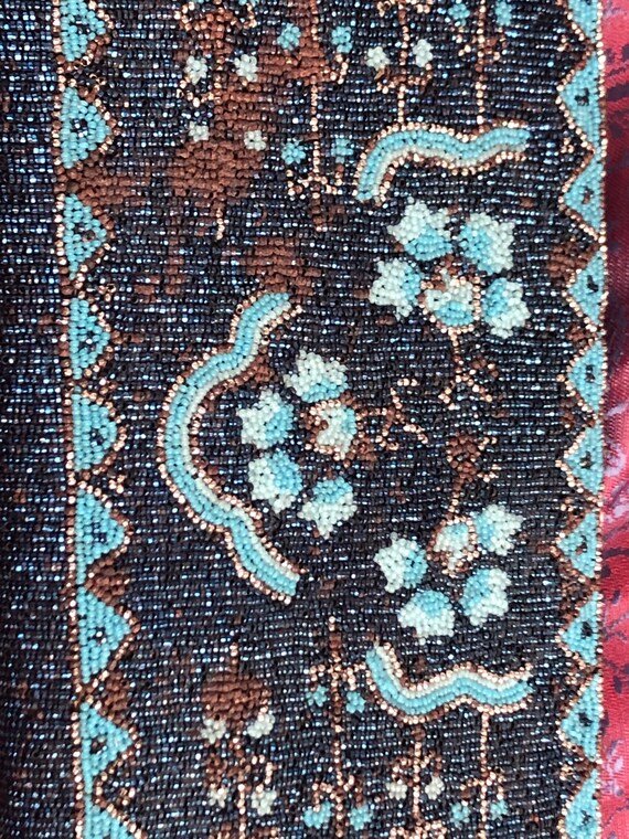 beaded wallet blues Antique from 1930s Hand beadw… - image 3