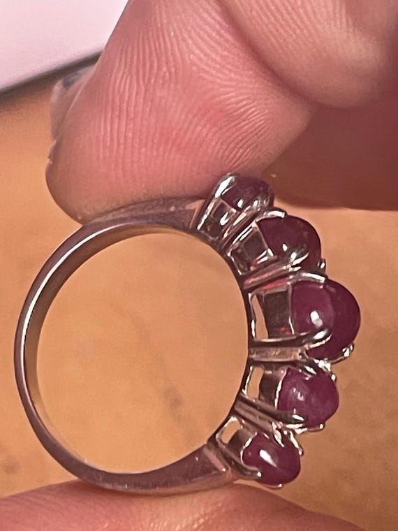 Star Ruby five (5) stone ring on 925 Sterling Sil… - image 4