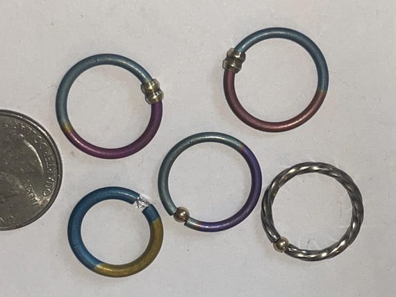 Five stackable rings lot titanium and beautiful d… - image 8