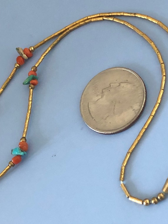 Navajo gold filled and turquoise and coral small … - image 7