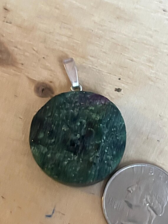 Sterling silver tab Ruby Zoisite pendant large ro… - image 7