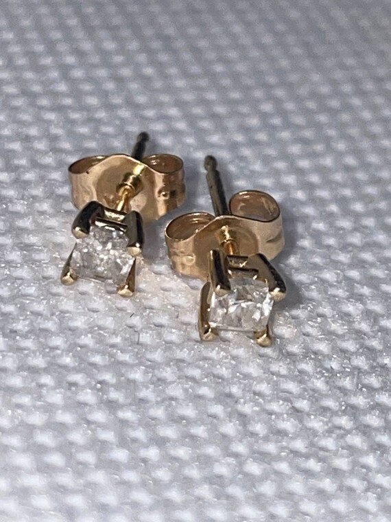 1/2 ct weight square VINTAGE 14kt GOLD cut diamon… - image 3